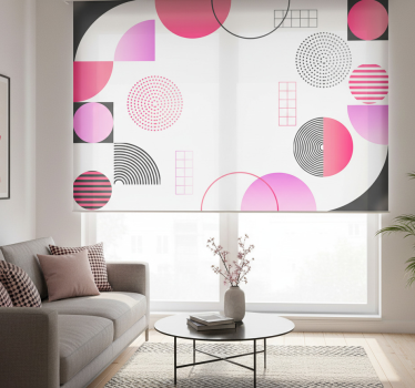 Cortina roller living comedor mural de círculos de colores - TenVinilo