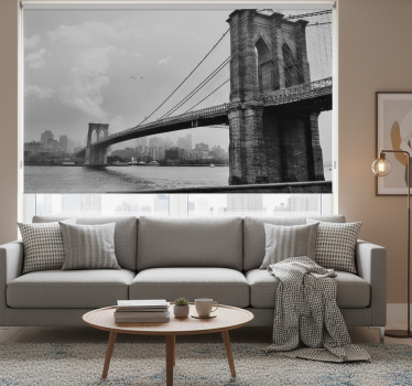 Cortina roller living comedor mural sala puente nueva york - TenVinilo