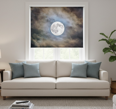 Cortina roller living comedor noche de luna llena - TenVinilo