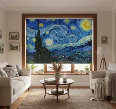 Cortina roller living comedor noche estrellada de van gogh - TenVinilo
