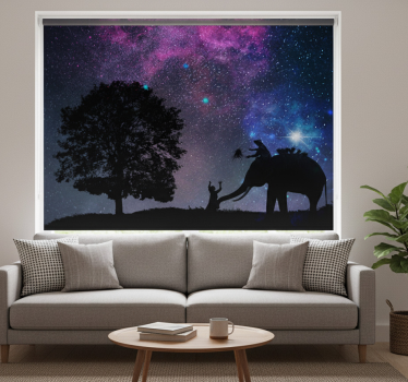 Cortina roller living comedor noche estrellada elefante - TenVinilo