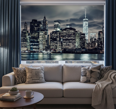 Cortina roller living comedor nueva york de noche - TenVinilo