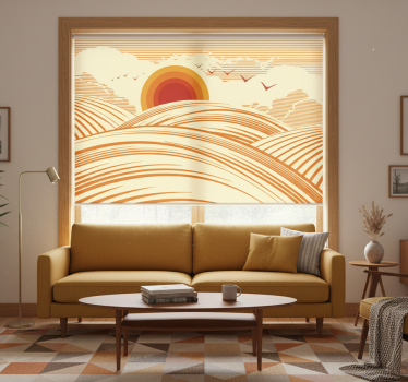 Cortina roller living comedor paisaje años 70 - TenVinilo