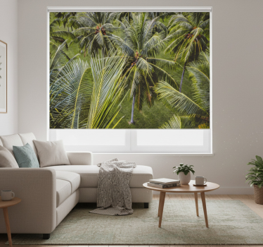 Cortina roller living comedor paisaje de palmeras - TenVinilo