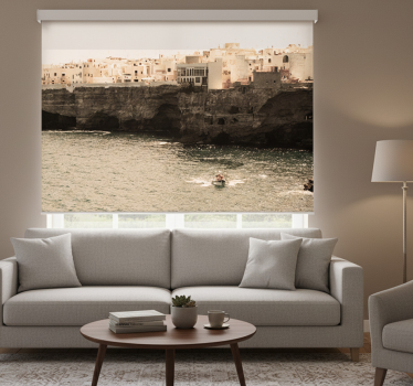 Cortina roller living comedor paisaje marino polignano - TenVinilo