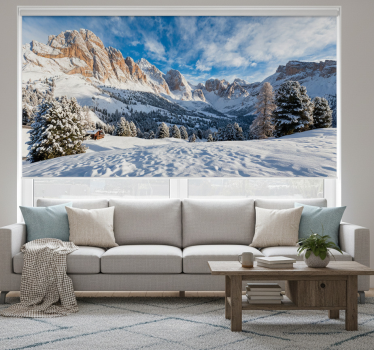 Cortina roller living comedor paisaje montañas nevadas - TenVinilo