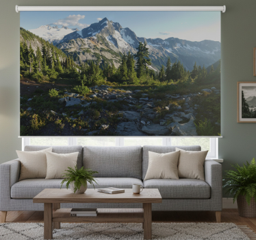 Cortina roller living comedor paisaje montañoso hermoso - TenVinilo