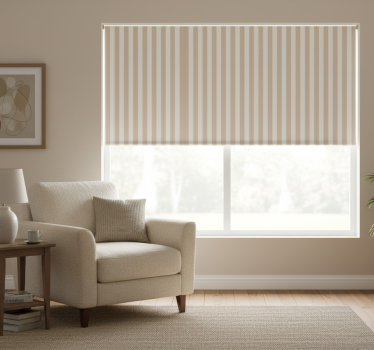 Cortina roller living comedor rayas beige - TenVinilo