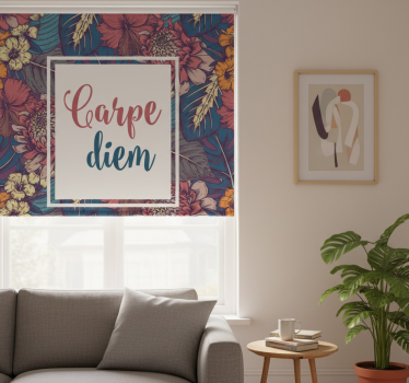 Cortina roller living comedor patrón cuadrado colorido - TenVinilo