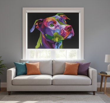 Cortina roller living comedor perros pitbull multicolor - TenVinilo