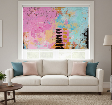 Cortina roller living comedor pintura abstracta original - TenVinilo