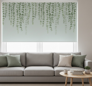 Cortina roller living comedor plantas elegantes colgantes - TenVinilo