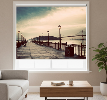 Cortina roller living comedor puente con farolas - TenVinilo