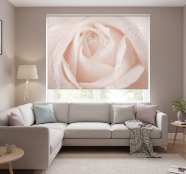 Cortina roller living comedor rosa blanca hermosa - TenVinilo