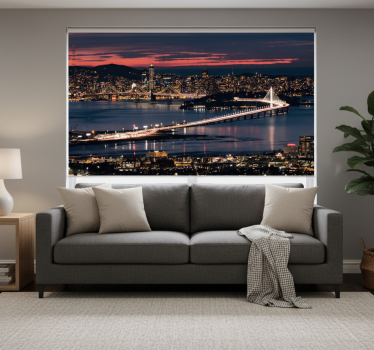 Cortina roller living comedor san francisco al atardecer - TenVinilo