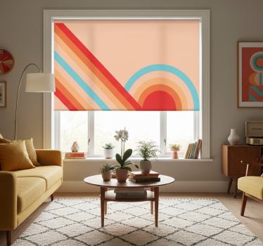 Cortina roller living comedor semicírculos pop 70's - TenVinilo