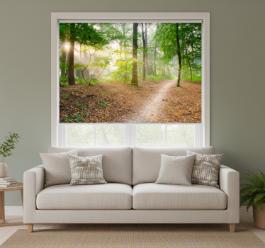 Cortina roller living comedor sendero de bosque sereno - TenVinilo