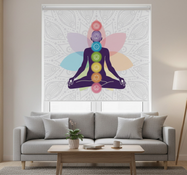 Cortina roller living comedor símbolos de los siete chakras - TenVinilo
