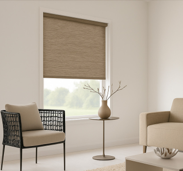 Cortina roller living comedor tela marrón minimalista - TenVinilo