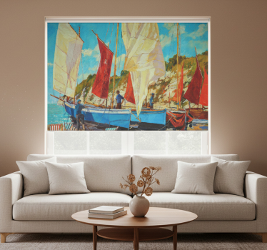 Cortina roller living comedor tres barcos en el agua - TenVinilo