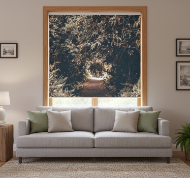 Cortina roller living comedor túnel natural al bosque - TenVinilo