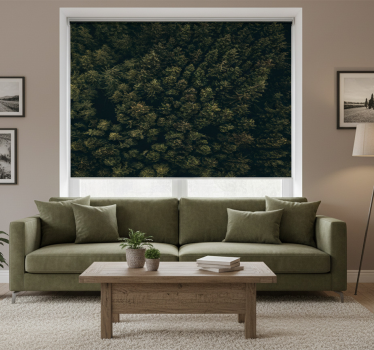 Cortina roller living comedor vista aérea naturaleza pinos - TenVinilo