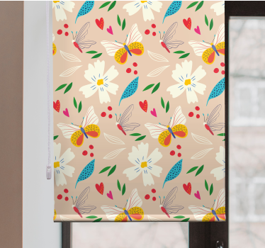 Cortina roller mariposas estampado floral beige - TenVinilo