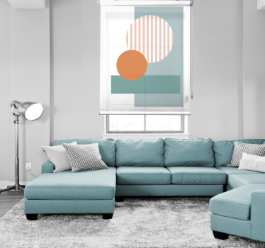 Cortina roller living comedor círculos abstractos azules - TenVinilo