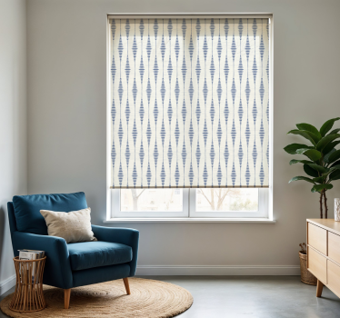 Cortina roller living comedor rabaul ikat azul y beige - TenVinilo