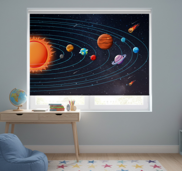 Cortina roller negra animación del espacio para niños - TenVinilo