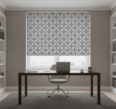 Cortina roller negra azulejos florales - TenVinilo