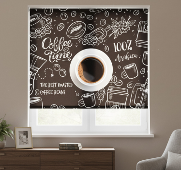 Cortina roller negra imágenes de café - TenVinilo