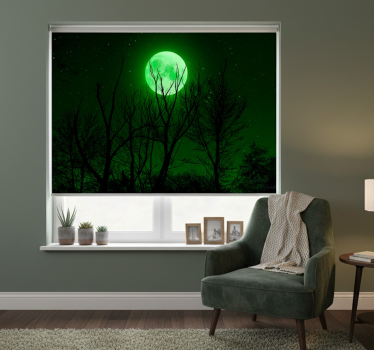 Cortina roller negra luna verde - TenVinilo