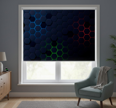 Cortina roller negra patrón hexagonal oscuro 3d - TenVinilo