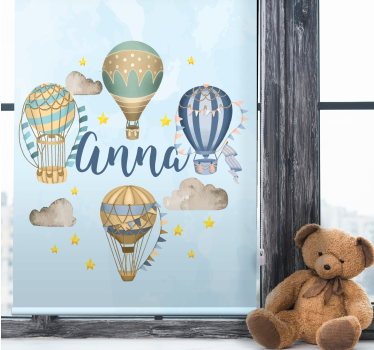 Cortina roller personalizable globos aerostáticos con nombre - TenVinilo