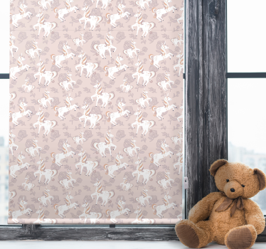 Cortina roller infantil fantasía de unicornio beige - TenVinilo