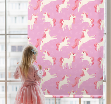 Cortina roller infantil fantasía de unicornio rosa - TenVinilo
