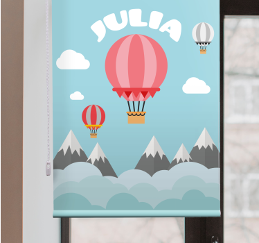 Cortina roller infantil globos aerostáticos con nombre - TenVinilo
