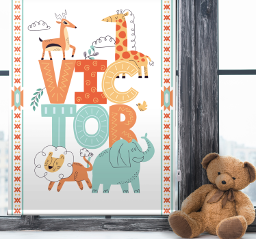 Cortina roller infantil animales salvajes con nombre - TenVinilo