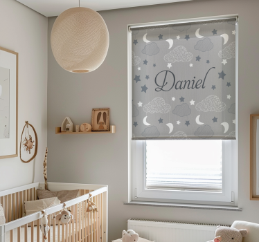 Cortina roller personalizable nubes estrelladas grises - TenVinilo