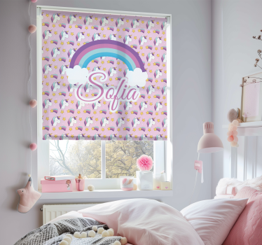 Cortina roller personalizable patrón de unicornio - TenVinilo