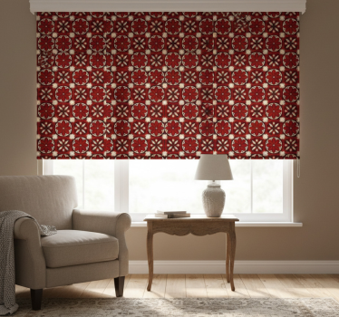 Cortina roller roja patrón de azulejos vintage - TenVinilo