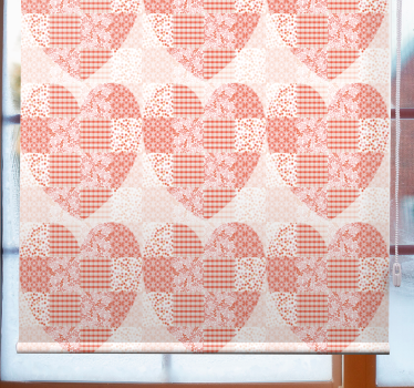 Cortina roller romántica patrón de corazón de patchwork - TenVinilo