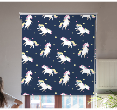 Cortina roller infantil unicornios mágicos corriendo - TenVinilo