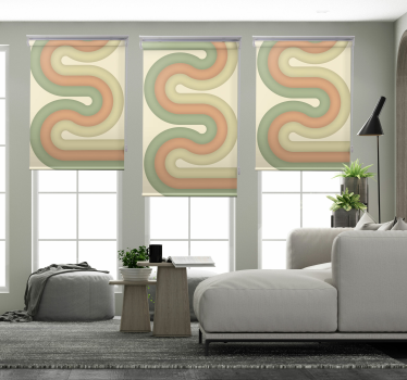 Cortina roller living comedor patrón de línea curva - TenVinilo