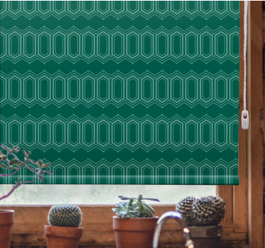 Cortina roller textura patrón geométrico verde - TenVinilo
