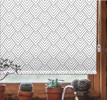Cortina roller baño diseño de chevron gris - TenVinilo