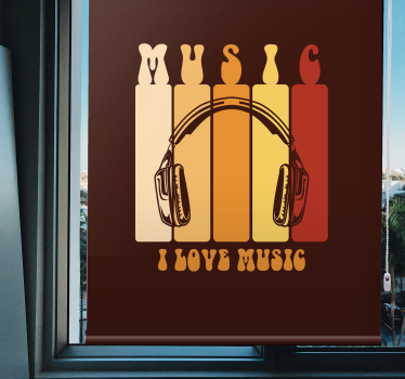 Cortina roller frase diseño de auriculares de música - TenVinilo