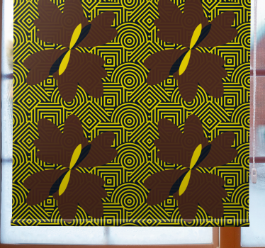 Estor con dibujos Estilo africano marrón y amarillo - TenVinilo