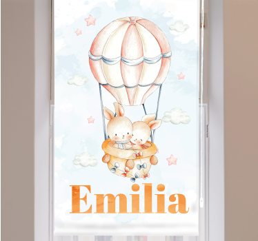 Estor con nombre infantil globos y animales pastel - TenVinilo